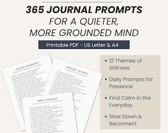 De stiltepraktijk | 365 Mindfulness-dagboekprompts afdrukbaar | Dagelijkse reflectie en zelfzorg (pdf)
