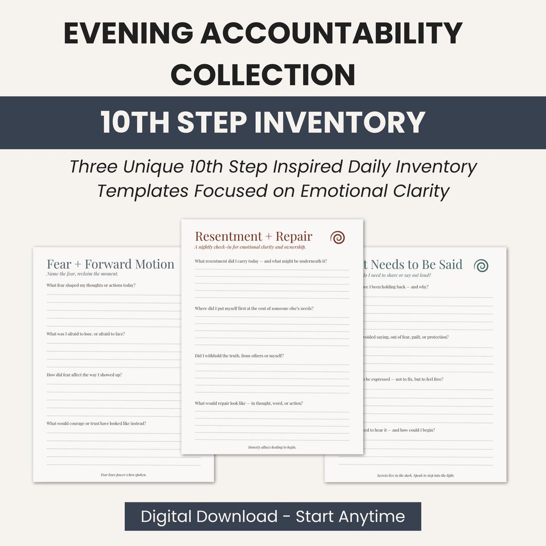 Emotional Clarity Worksheets | 10th Step Inventory (printable + Digital ...