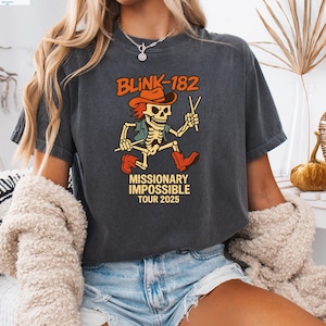 Comfort Colors Blink-182 T-Shirt: Skeleton Cowboy Graphic Tee