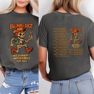 Blink 182 Tour T-Shirt: Comfort Colors Punk Rock Skeleton Cowboy Tee