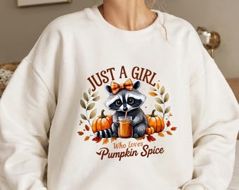 Pumpkin Spice Sweatshirt: Adorable Raccoon Design - Cozy Fall Hoodie