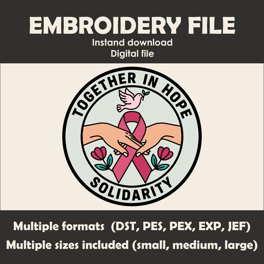 Ribbon Rose Embroidery Design: Breast Cancer Awareness (PES, DST, PEC ...
