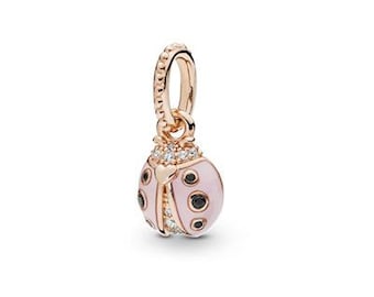 pandora rose gold pink ladybird pendant charm