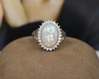 Fashionable Women's Artificial Opal Ring - Australian Opal Ring, Opal Finger Ring