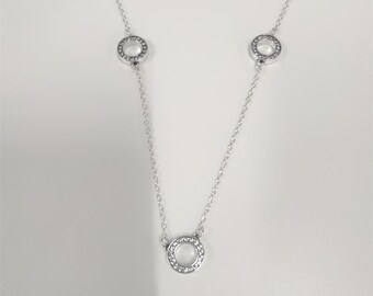 pandora pure silver pavé kreise necklace