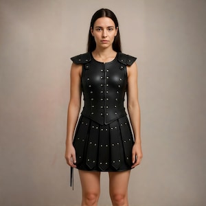 Handmade Black Leather Armor: Roman Gladiator LARP Costume