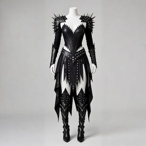 Handmade Black Leather Warrior Armor: Gothic Cosplay Costume