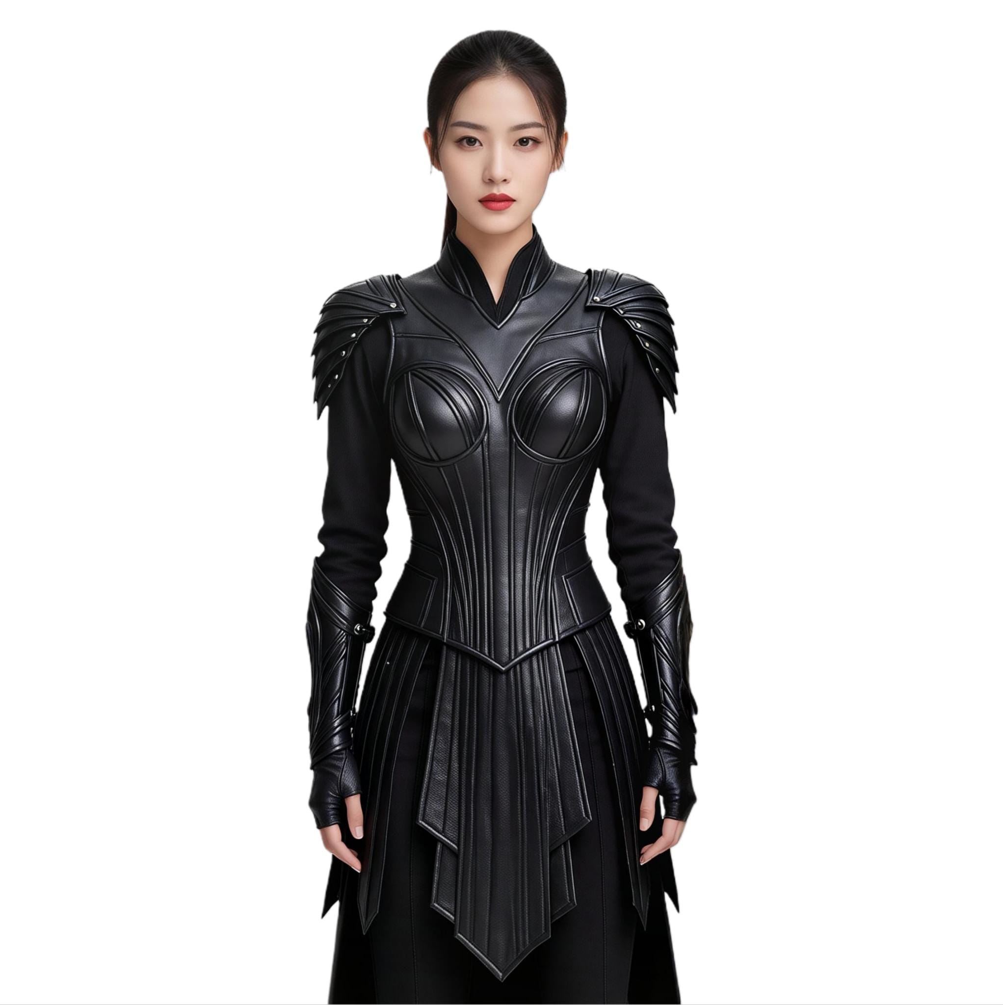 Handmade Black Leather Armor: Gothic Medieval Warrior Women's Costume