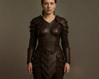 Conjunto de armadura de couro artesanal: Traje de LARP medieval renascentista
