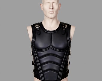 Handmade Leather Chest Armor: Medieval Warrior Costume Vest