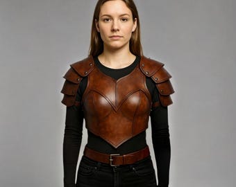 Armatura femminile in pelle fatta a mano: gilet per LARP/cosplay medievale/rinascimentale.