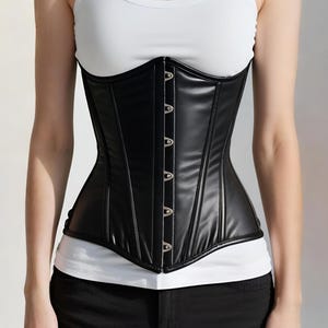 Handmade Genuine Leather Underbust Corset for Women | Waist Training Gothic Corset | Black Lace-Up Cincher | Festival & Cosplay Wear