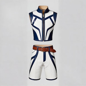 Handmade Leather Vest and Shorts Set: Biker Style Outfit