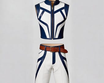 Handmade Leather Vest and Shorts Set: Biker Style Outfit