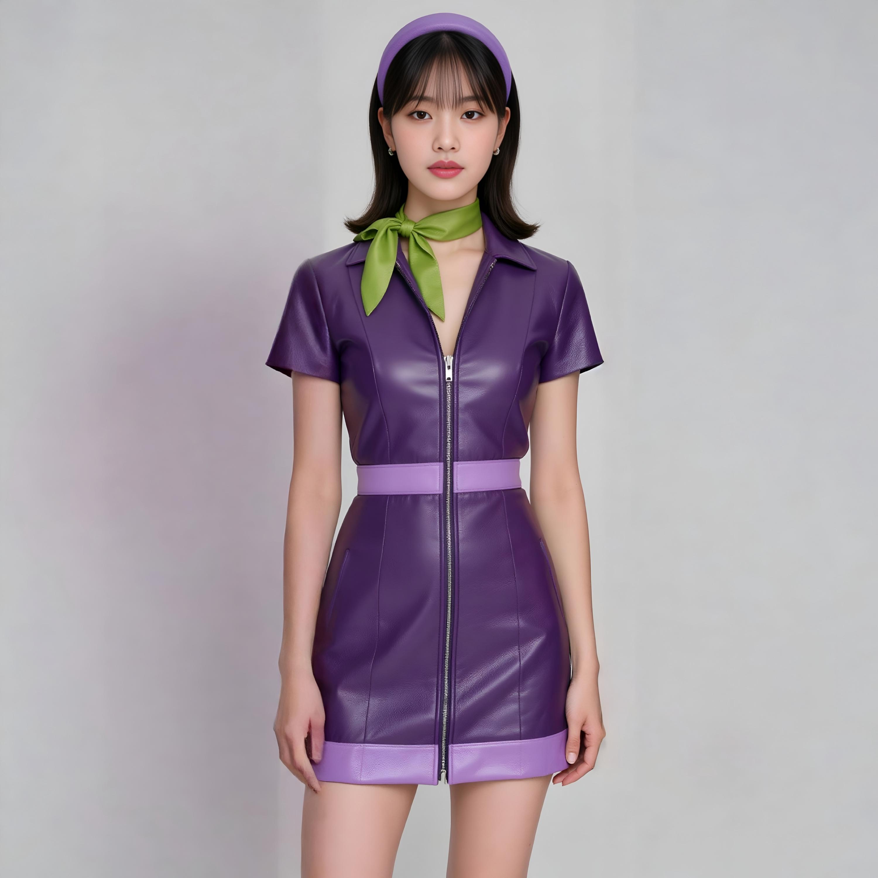 Purple Leather Dress - Etsy UK