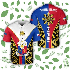Custom Philippines Baseball Jersey: Tribal Flag Crest, Personalized Name