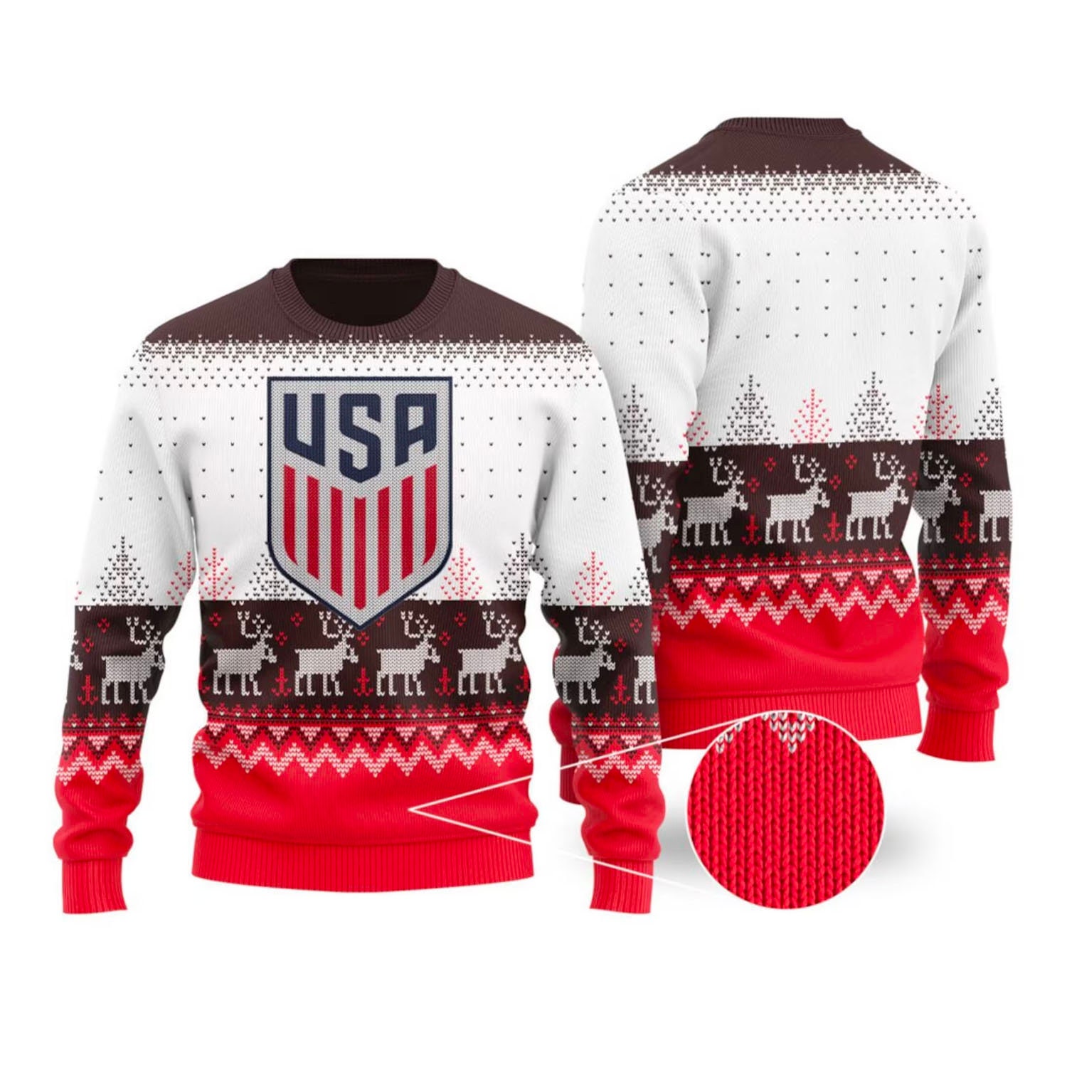 New 2022 FOX Soccer World Cup Ugly Sweater, US Men's National Soccer Team Christmas Sweaters 3D