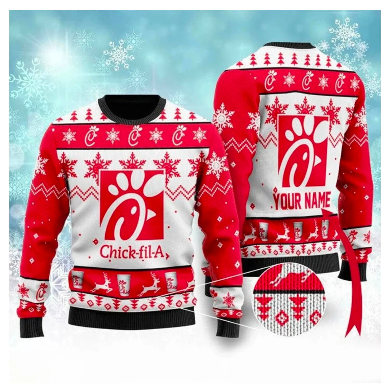 Chick Fil A Ugly Knitted Christmas Sweatshirt, Chick fil A Xmas Sweater