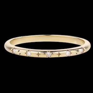 Bague superposable en moissanite, anneau céleste en or, bague étoile fine en diamants