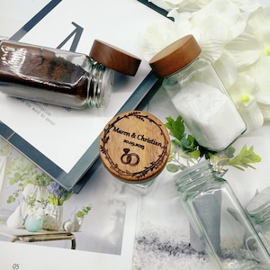 Personalized Wooden Lid Spice Jars,Spice Organization,Storage Container With Lid,Kitchen Gift,Engraved Glass Jars,Kitchen Pantry Storage