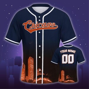 Custom Chicago Baseball Jersey – Personalized Name & Number Shirt – City Skyline Sports Fan Gift