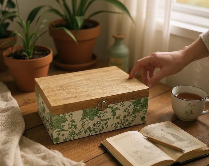Shabby Chic Sage Green Floral Keepsake Box: Cottagecore Memory Box - Etsy
