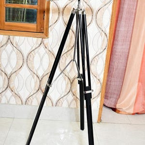 Vintage Chrome Binocular with Wooden Tripod: Nautical Home Decor