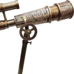 Antique Brass Telescope with Tripod: Nautical Maritime Decor