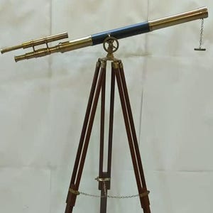Vintage Brass Telescope: Nautical Decor, Mahogany Tripod