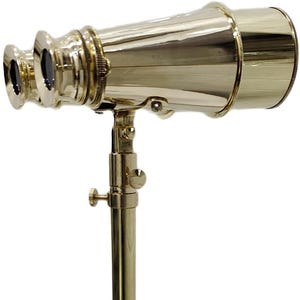 Nautical Brass Binoculars with Adjustable Tripod: Marine Spyglass Decor