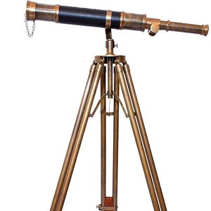 Nautical Brass Telescope with Wooden Tripod: Vintage Marine Decor
