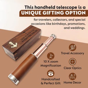 Antique Handicraft Pirate Spyglass Vintage Brass Telescope | in Box 10 inches | Chrome & Copper Finish Nautical Decor for Gifting Telescope