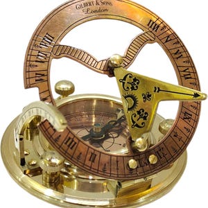 Vintage Marine Sundial Handmade Brass Sundial Compass in Gift Vintage Compass Navigation Instrument Marine Decore For Home & Office