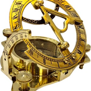 Antique Brass Sundial Compass: West London Marine Pocket Compass