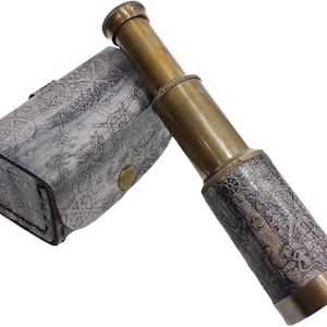 Antique Finish Marine Brass Telescope with Leather Case Brass Telescope Vintage Replica Gift Spyglass Collectible