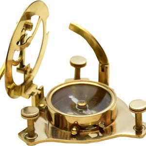 Antique Brass Sundial Compass: Rustic Marine Home Decor
