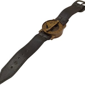 Handmade Antique Brass Sundial Compass with Leather Band