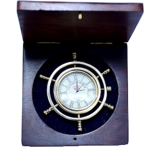 Vintage MarineCompass Beautiful Gift Item with Wooden Box Nautical Brass Handmade Sundial Compass