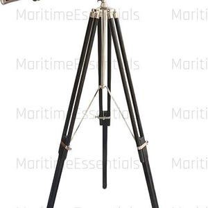 Nautical Brass Telescope with Black Wooden Tripod - 64&#39;&#39;