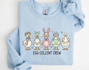 Sudadera de Pascua con diseño de huevo, camiseta de patito de Pascua, regalo de primavera para ella, sudadera con capucha estética de pato de Pascua