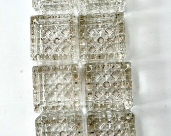 Vintage square glass salt cellars set of 8 trinket dishes ring dish cottage core decor Pressed glass