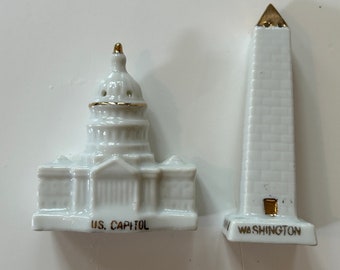 Vintage Salt and Pepper Shaker  White House Washington Monument souvenir Mount Vernon Souvenir American president salt shaker set