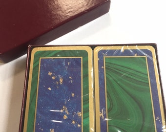 Vintage Caspari  sealed double set of playing cards. Malachite and Lapis This is an unopened  SET of 2 cards trading cards ATC NIP