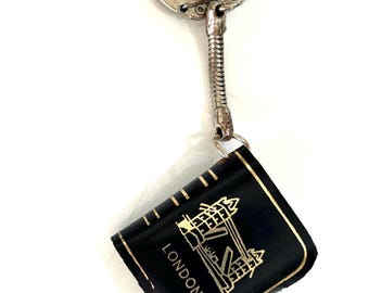 Vintage tiny London postcard KEYCHANGE Dangler England Souvenir London keychain tiny London book
