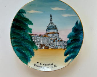 Vintage Washington DC  state plate ceramic souvenir dish plate  monuments Japan collectible