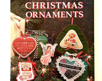 Vintage  100  cross stitch Christmas ornament book   Dimension Meridth press angles  trees diy how to Holiday cross stitch