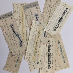ANTIQUE Checks SET of Ten 1800s Handwritten Cancelled Checks Assortment ...