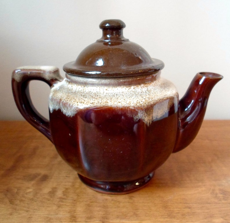 Vintage Brown Dripping Glaze Teapot Two Tone for One Small Etsy