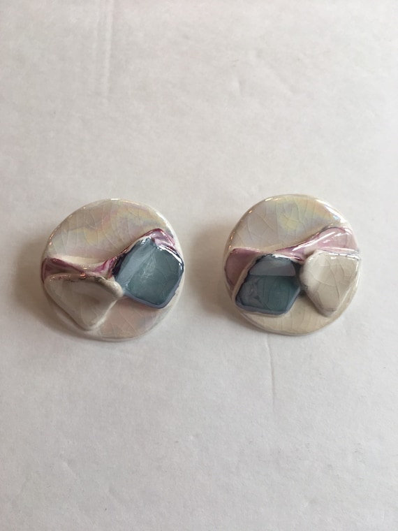 Vintage 1980s abstract hand crafted pierced earrin