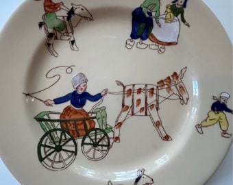 Vintage  Adobeware Syracuse dish Plate Kinderhook Nursery Rhyme Dish Children’s plates  8” plate